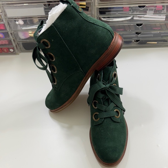 Kelsi Dagger Shoes - RARE: Kelsi Dagger Brooklyn Green Suede Ankle Boots with Zippers